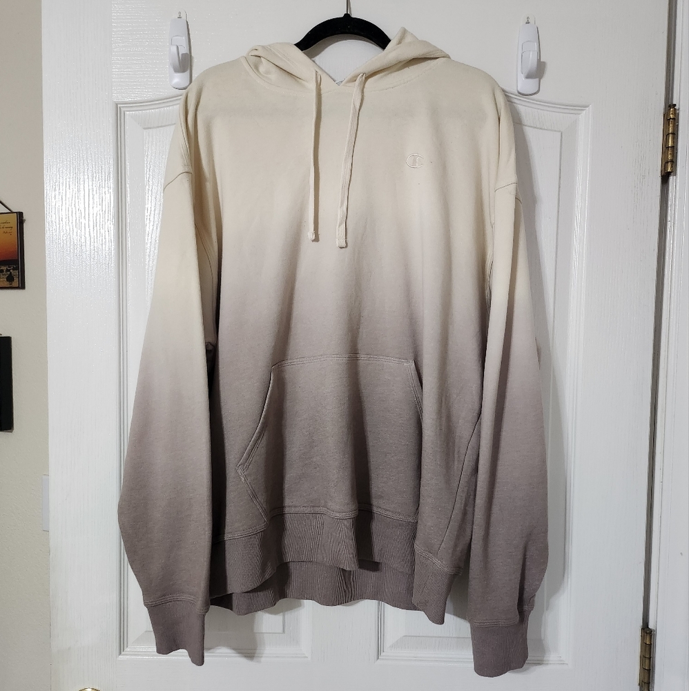 Champion Ombre Cream and Gray Hoodie